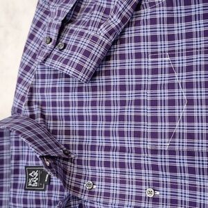 Jos A Bank Traveler Non Wrinkle Buttondown Dress Shirt Sz XL Purple White Preppy